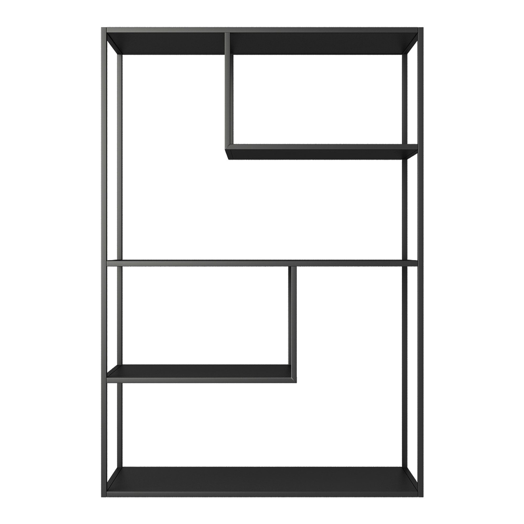 en.casa Bücherregal, Sievi Standregal mit 4 Ablagen aus Stahl 126 x 85 x 35 cm Schwarz