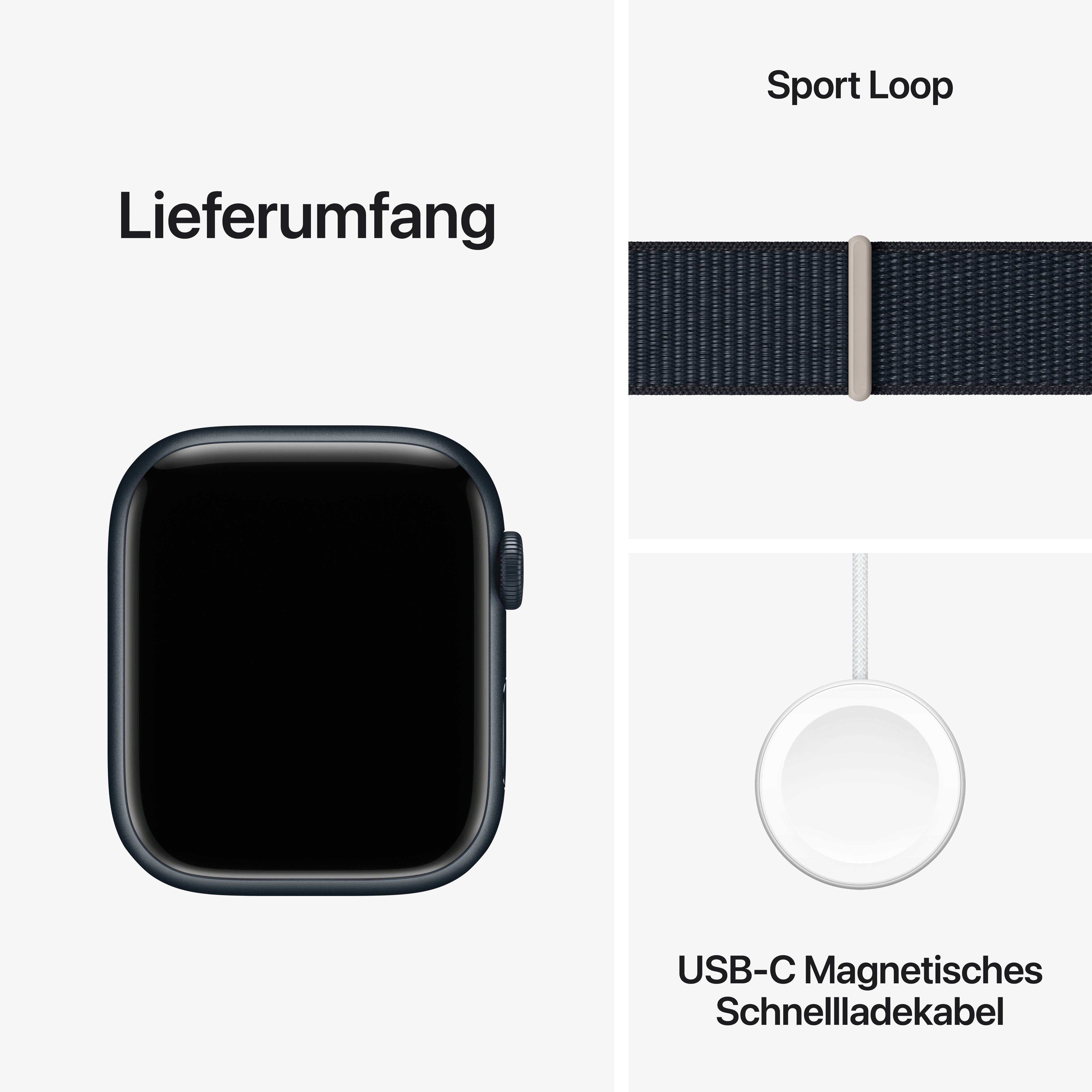 Apple Watch Series 9 GPS + Cellular 45mm Aluminium Smartwatch (4,5 cm/1,77 Zoll, Watch OS 10), Sport Loop