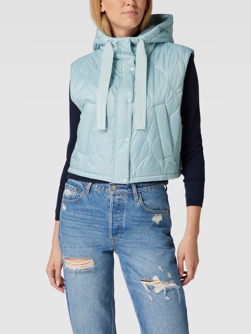 Steppweste mit Label-Detail in hellblau
