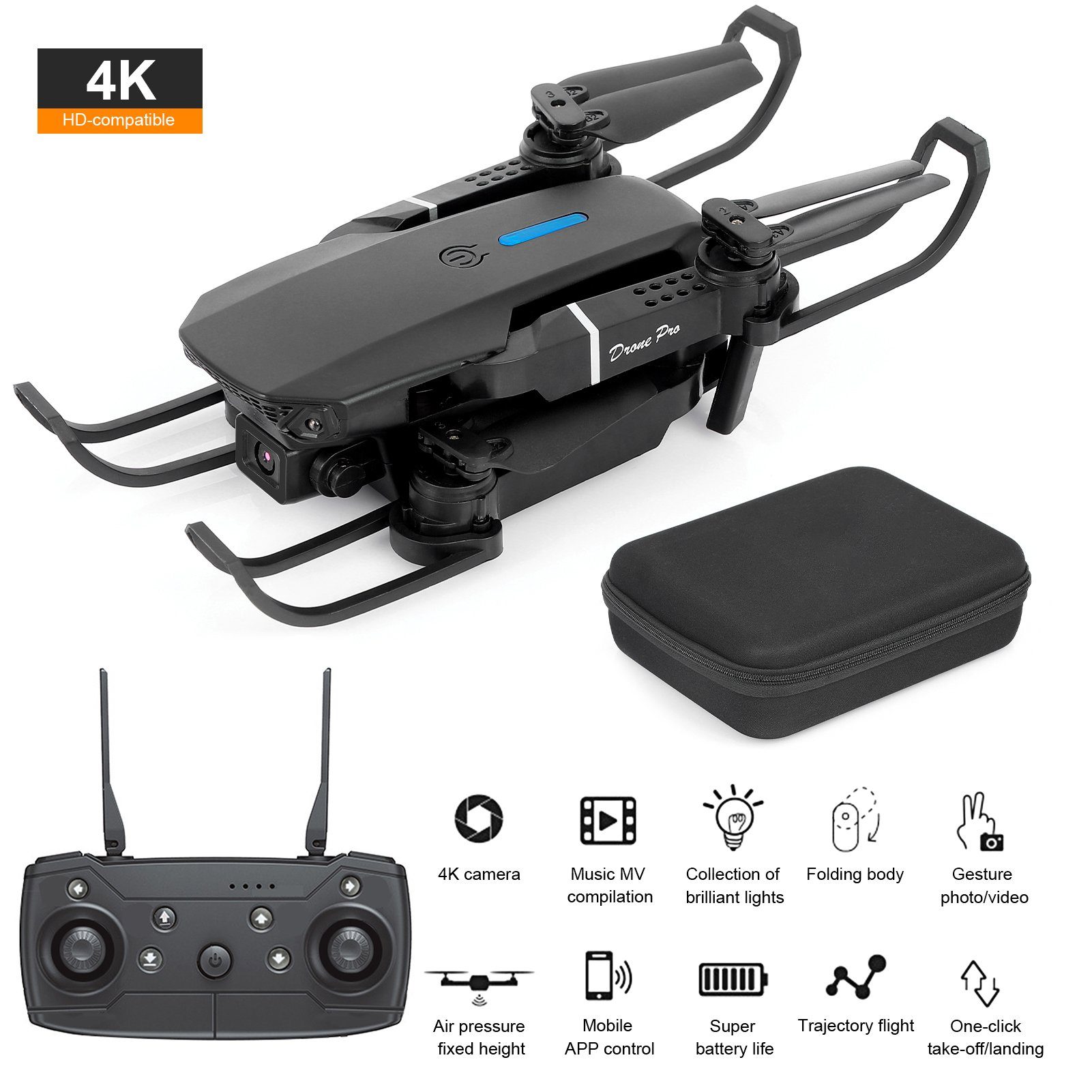 farfi Faltbare stabile Flugkamera mit Fernbedienung, 4K-Dual-Kamera-Drohne Spielzeug-Drohne (4K, Dual-Kameras,Anti-Interferenz-Technologie,WIFI FPV-Funktion)