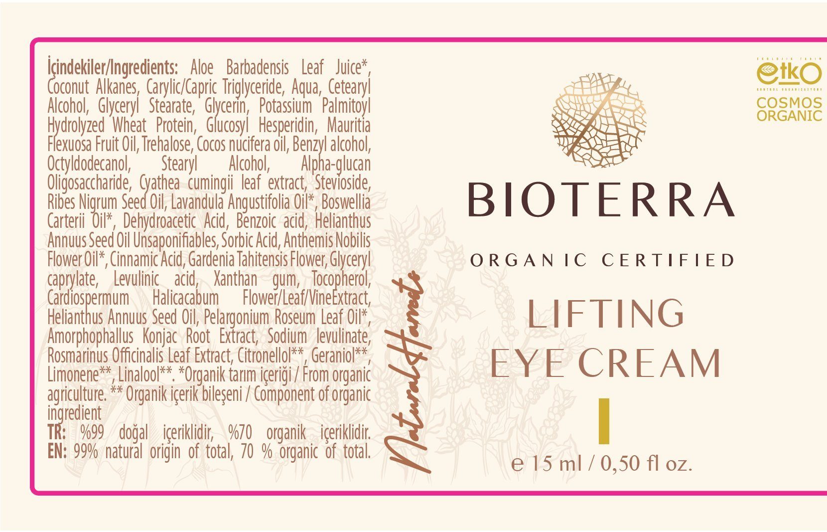 BIOTERRA Augencreme Bio Lifting (Straffende) Augen Creme 15ml Naturkosmetik, 1-tlg.