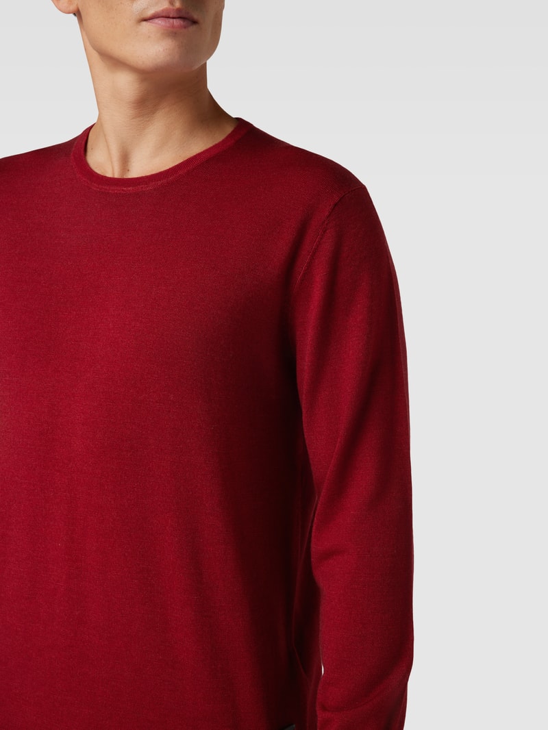 Strickpullover aus Wolle mit Rundhalsausschnitt in rot