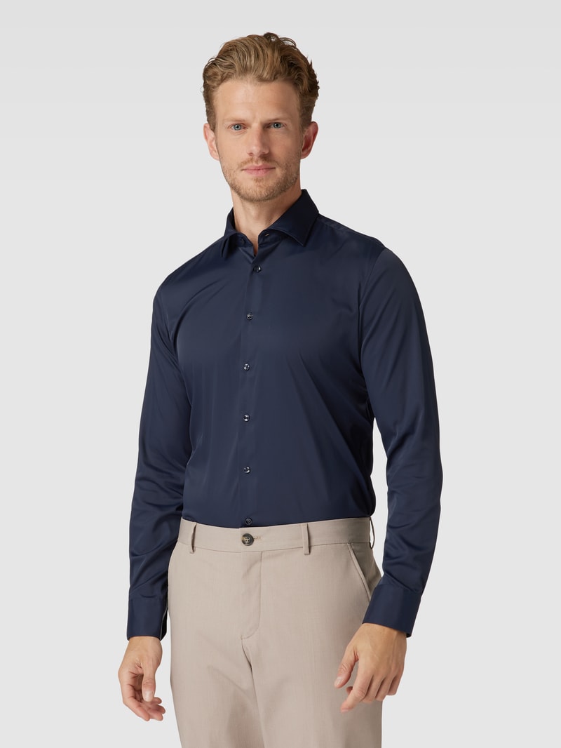 Super Slim Fit Business-Hemd mit Kentkragen in marineblau