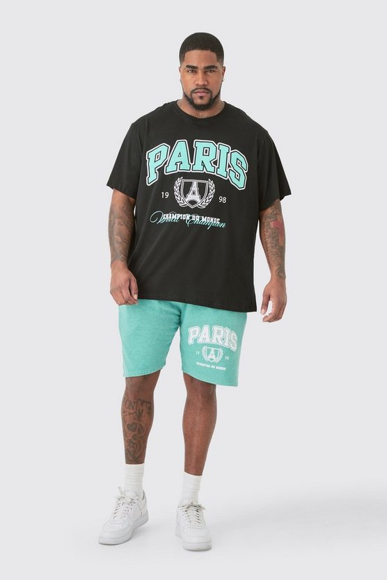 Plus T-Shirt und Shorts mit Paris-Print