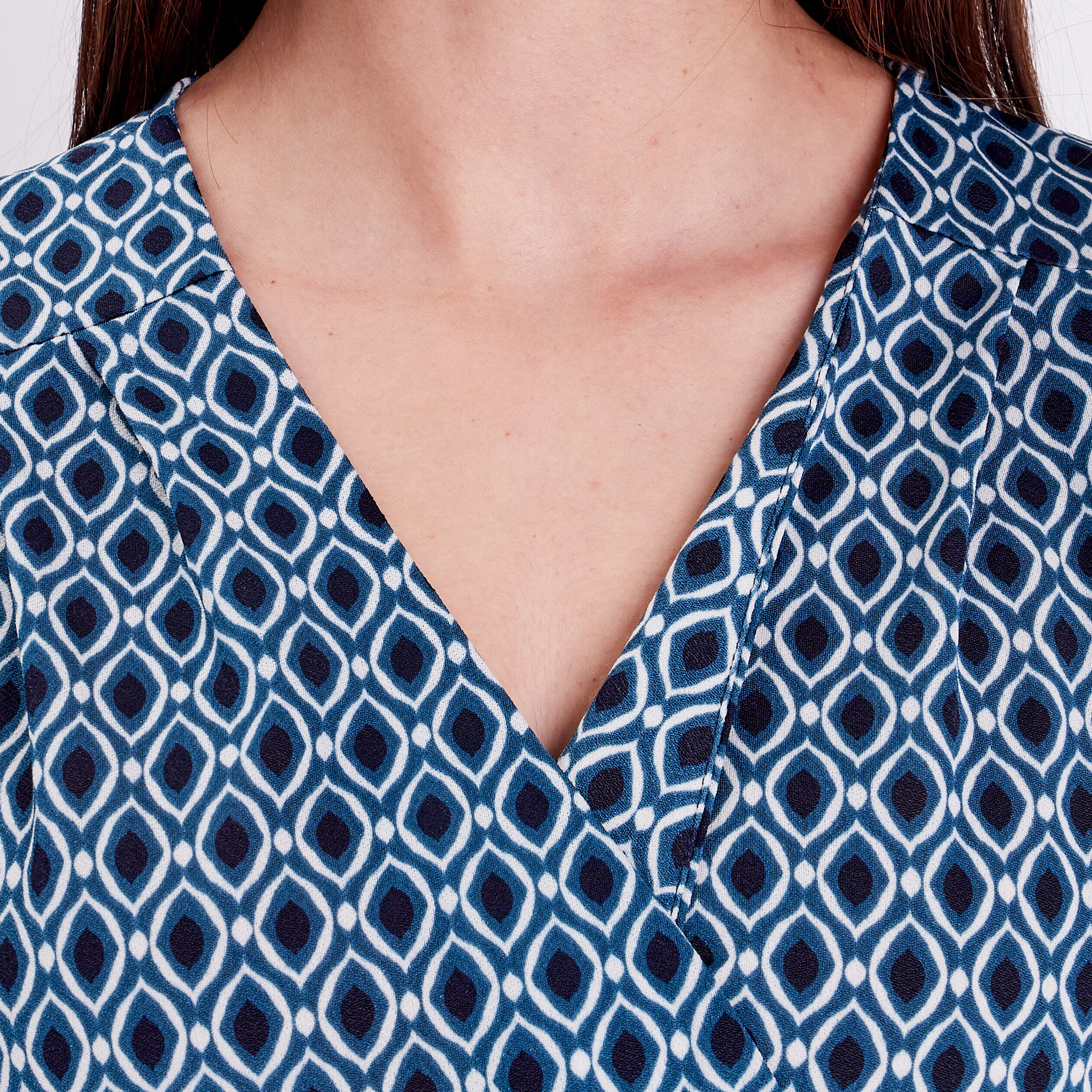 Robe évasée manches 3/4 bleu femme | Cache Cache