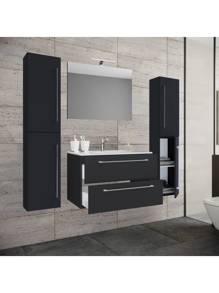 ebuy24 Badmöbel-Set Badinos Schwarz 146 x 46 cm günstig kaufen onesize