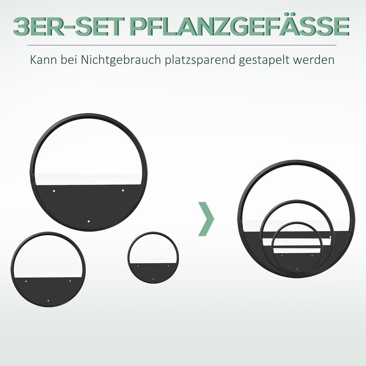 Outsunny 3er-Set Blumentöpfe, Wand-Pflanzgefäß