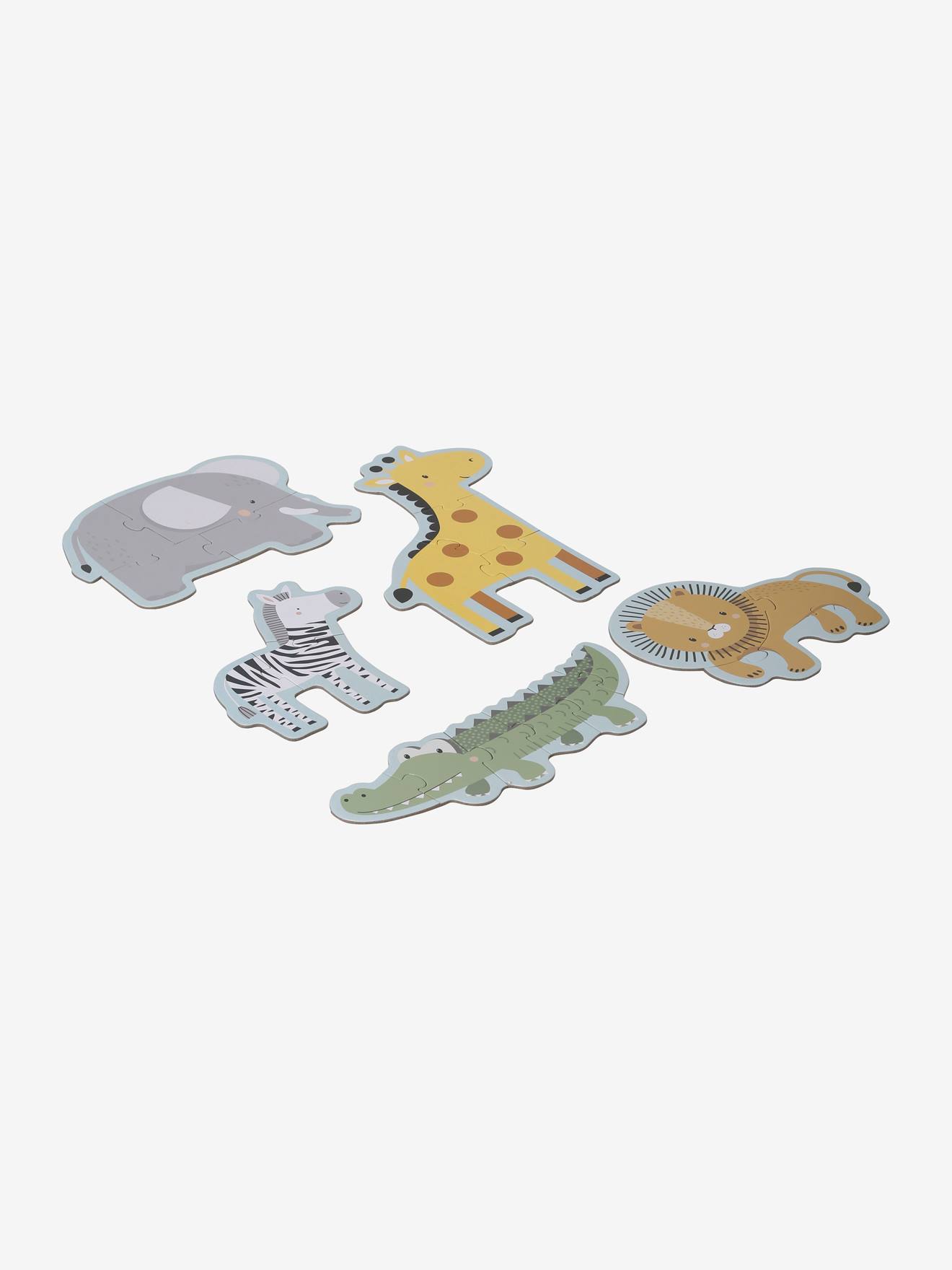 Vertbaudet 5er-Set Lernpuzzles TANSANIA, 3-6 Teile - beige