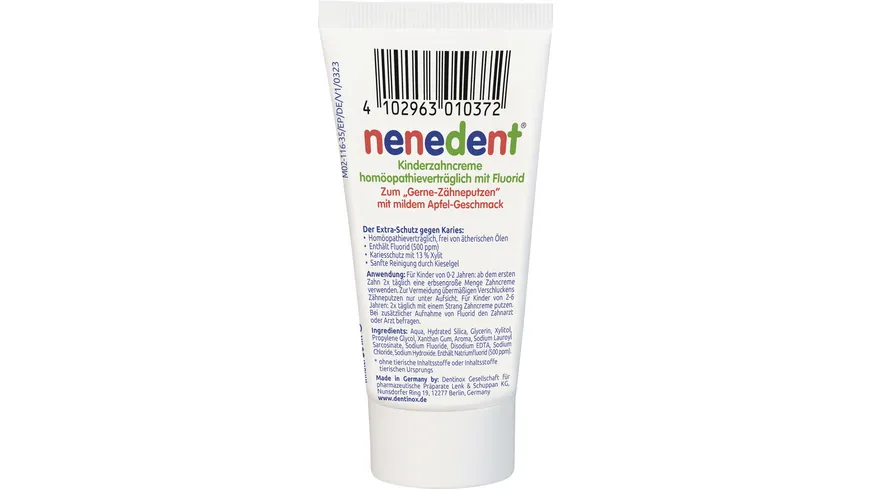 Nenedent Kindzahncreme homöopathieverträglich mit Fluorid 50 ml