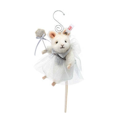Maus Fee Ornament, 11 cm, weiß