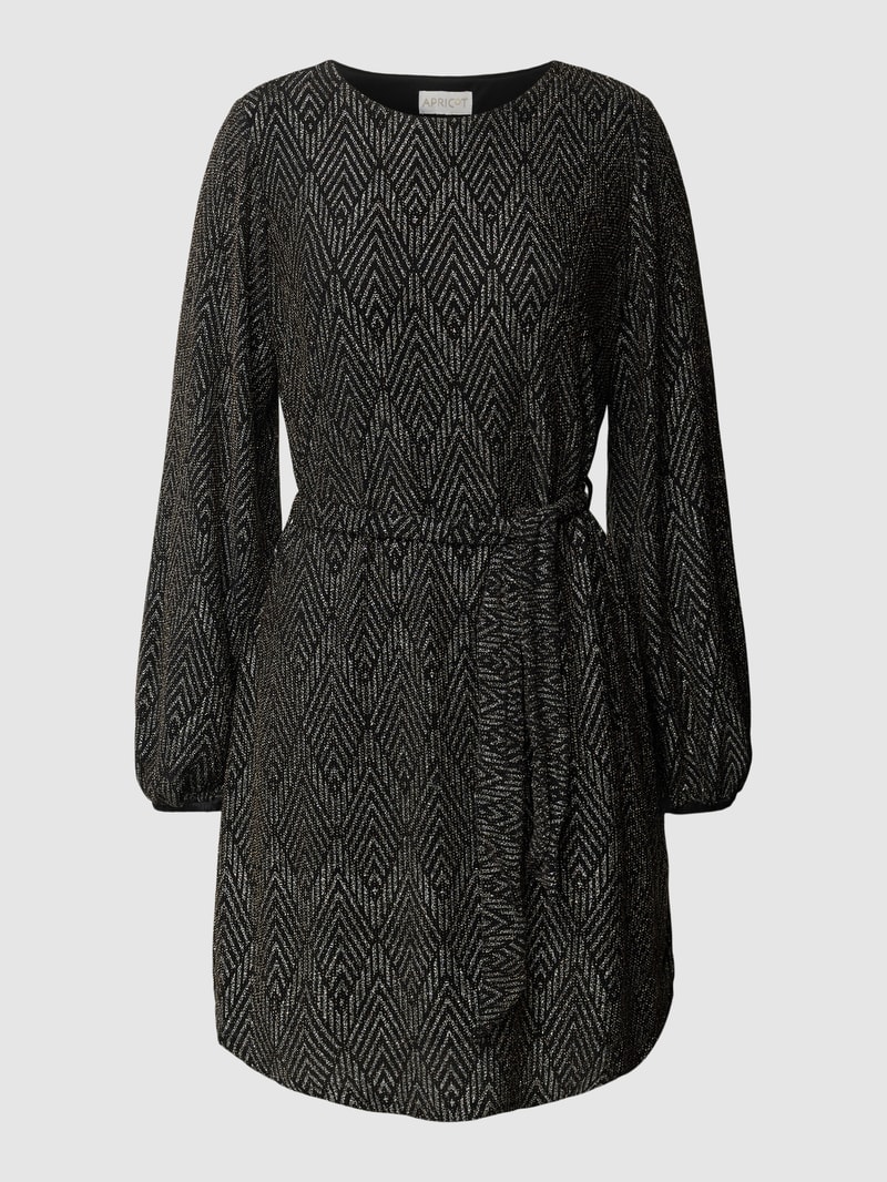 Knielanges Kleid mit Bindegürtel in silber