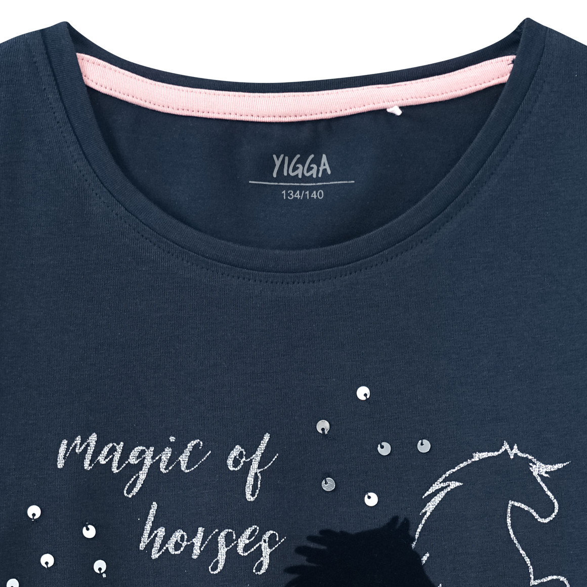 Mädchen Langarmshirt mit Pferde-Motiv