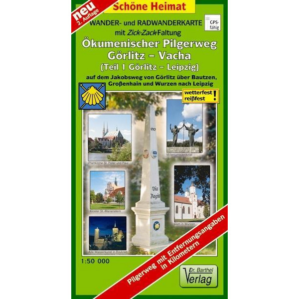 Wander- und Radwanderkarte Ökumenischer Pilgerweg Görlitz-Vacha (Teil 1 Görlitz-Leipzig) 1:50 000 - Wanderkarte