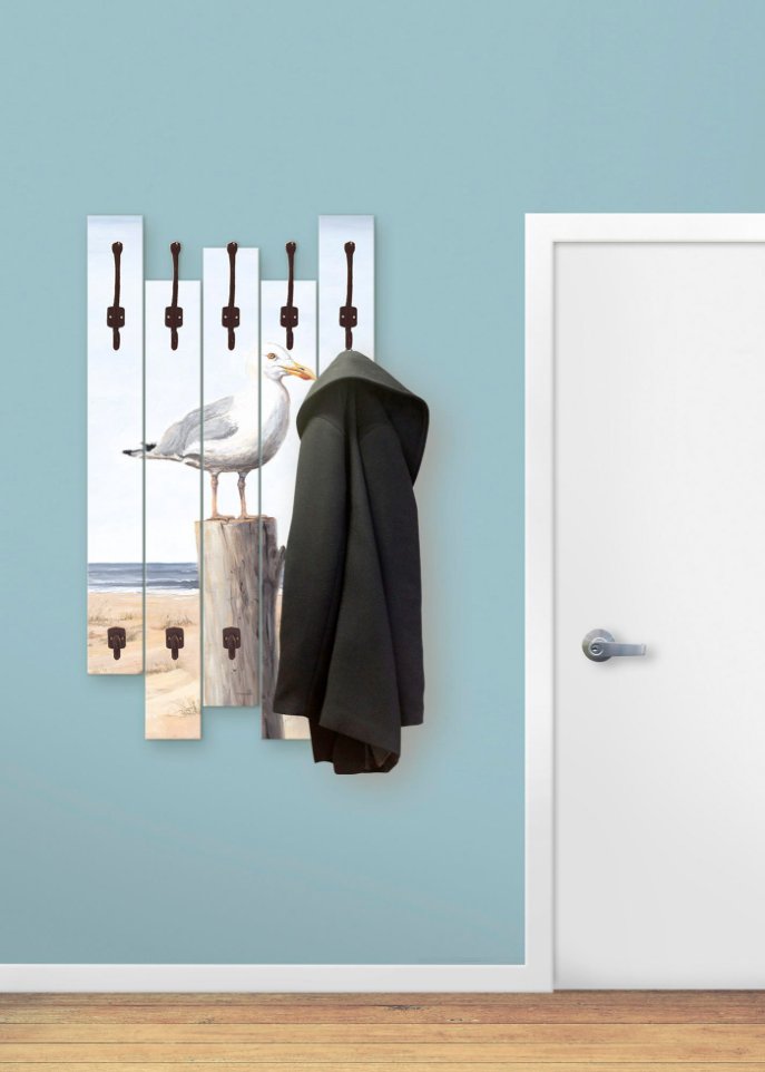 Wandgarderobe mit Möwe