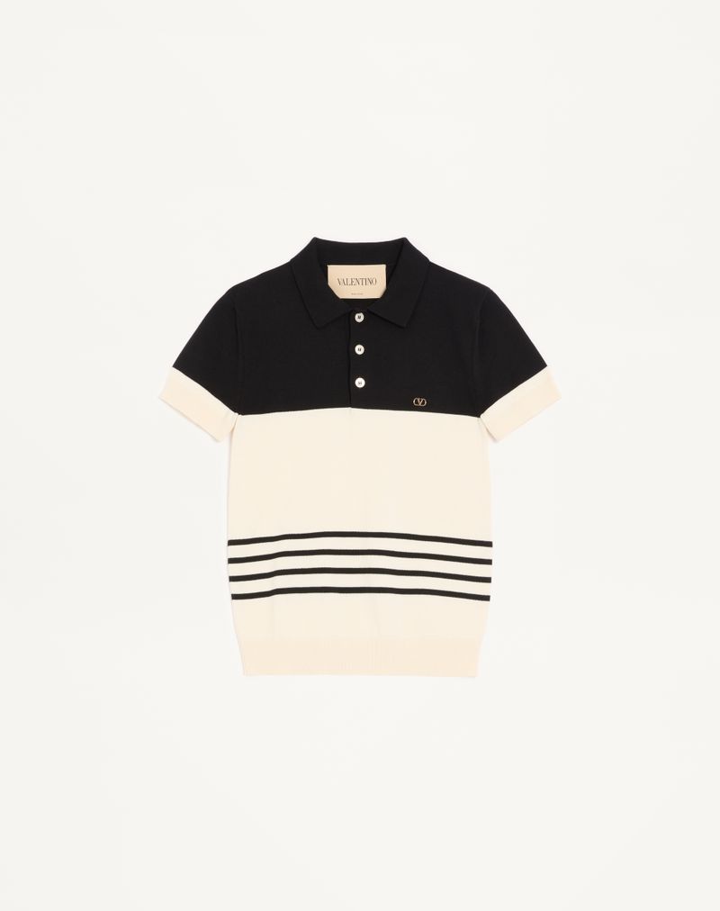 Valentino poloshirt van wol met V-logo