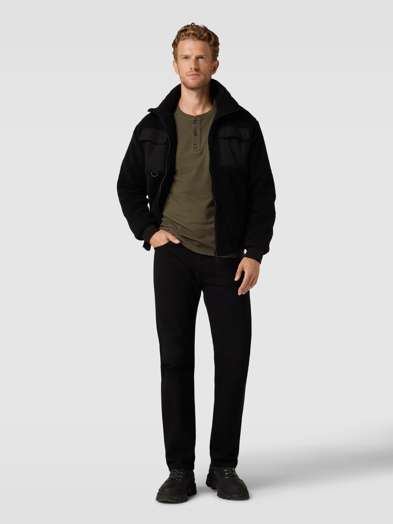 Longsleeve mit kurzer Knopfleiste Modell 'Henley' in khaki