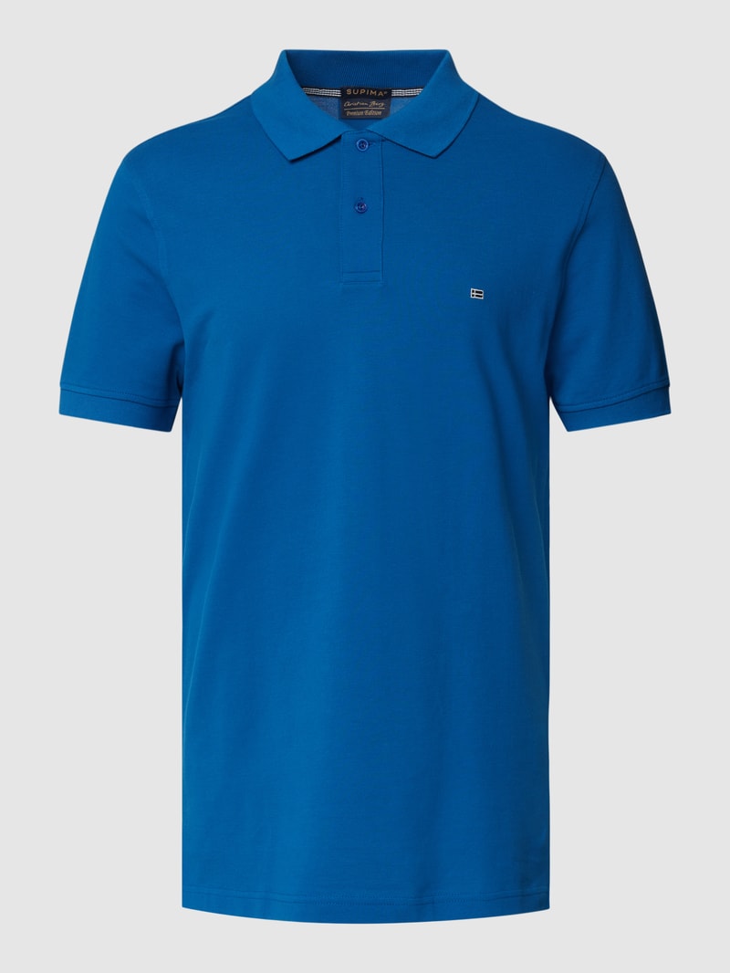 Poloshirt mit Label-Stitching in royalblau