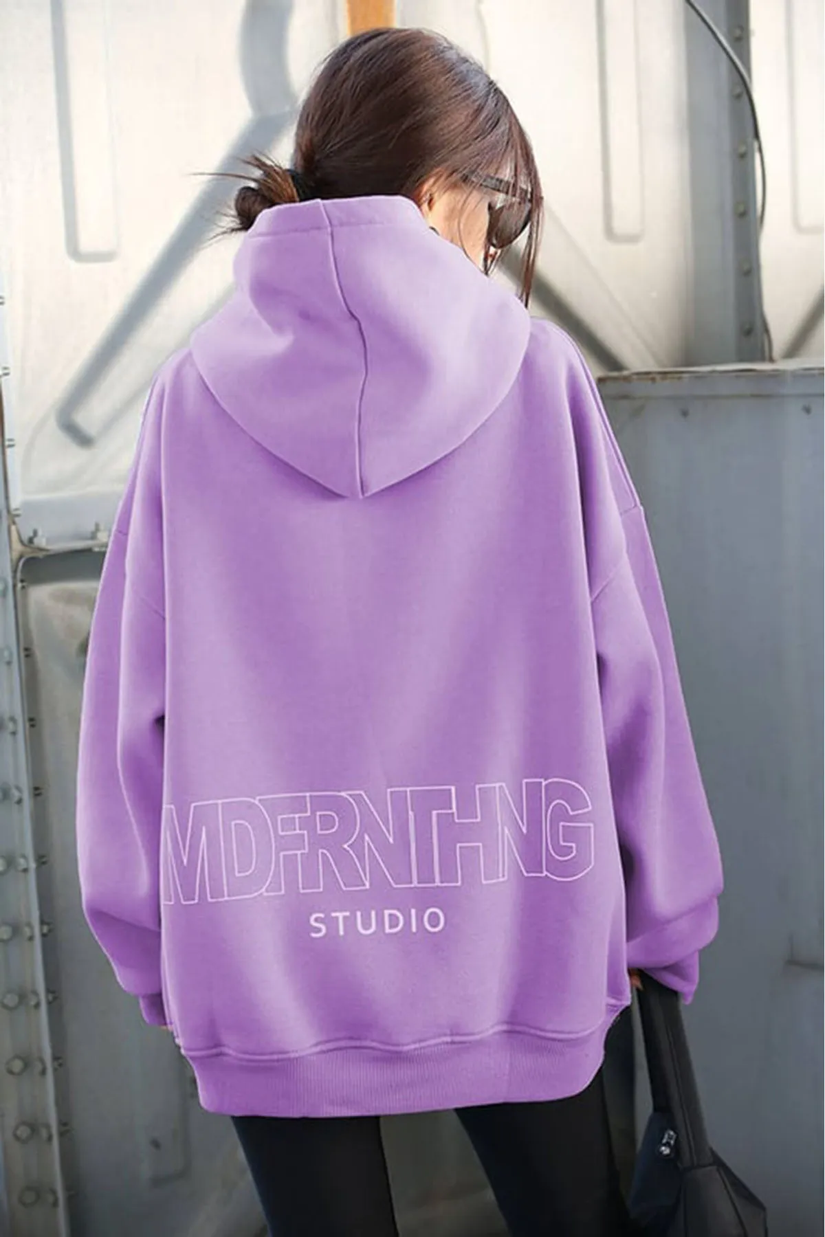 Madmext  Lila bedrucktes Oversize-Sweatshirt Mg1287