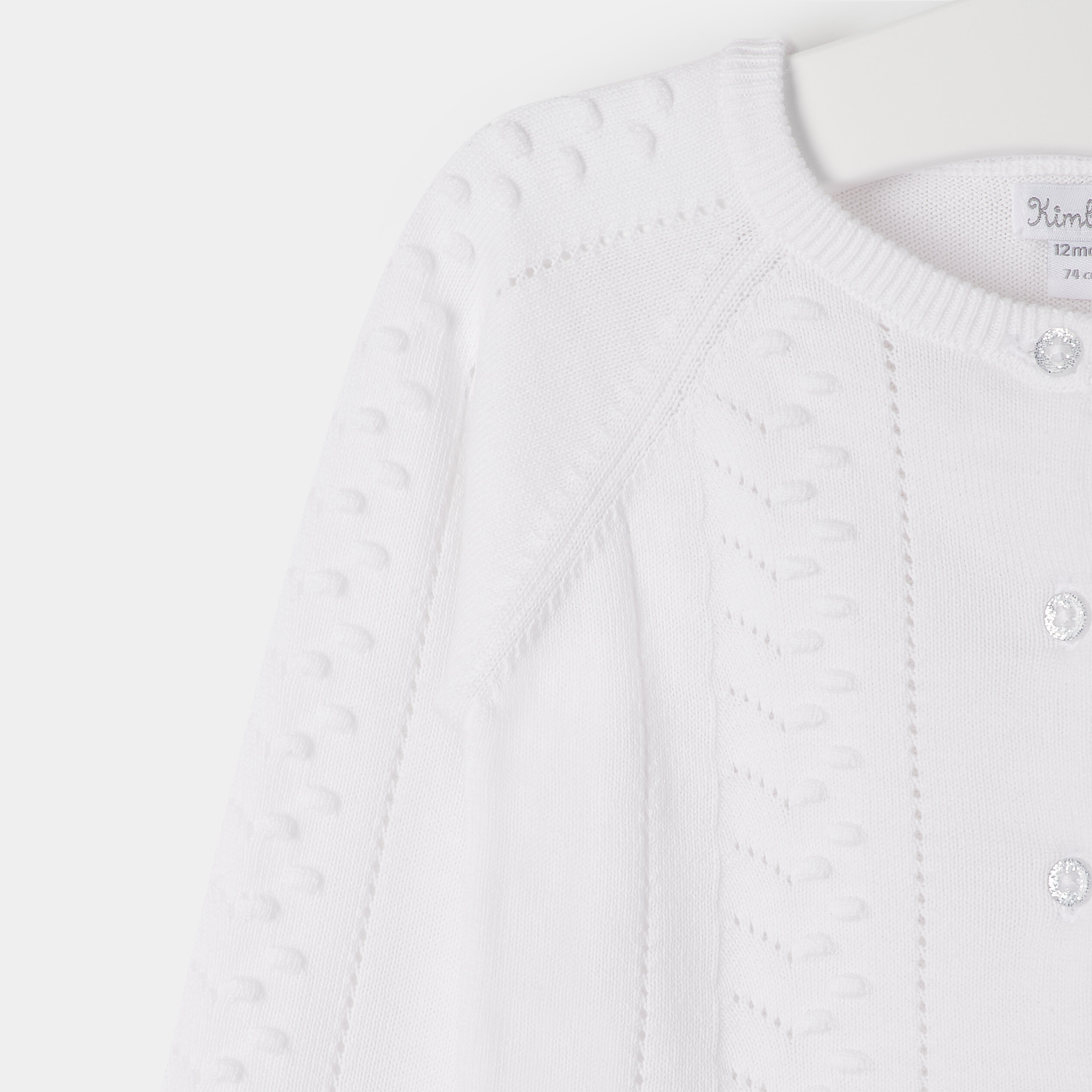 Gilet manches longues boutonné blanc bébé fille | La Halle