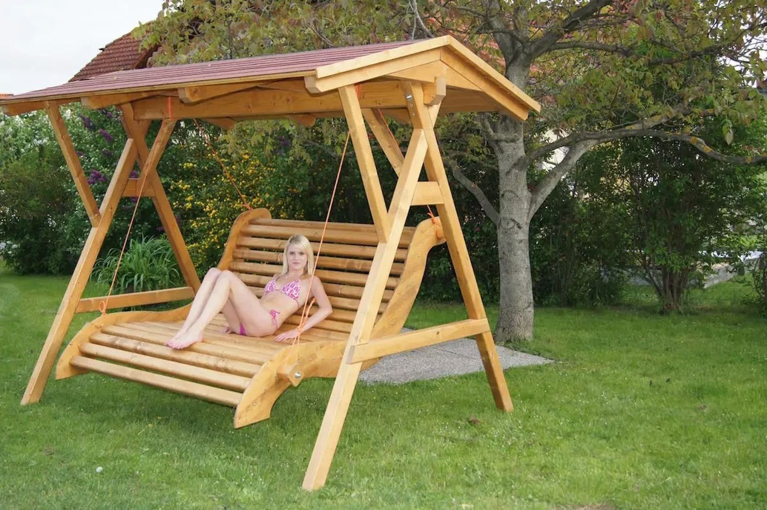 PureHaven Hollywoodschaukel Premium für 3 Personen 242x201x265 cm