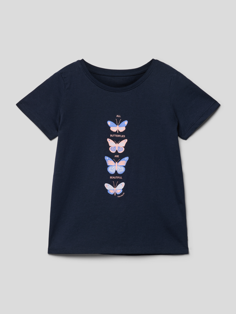T-Shirt mit Motiv-Print in marineblau