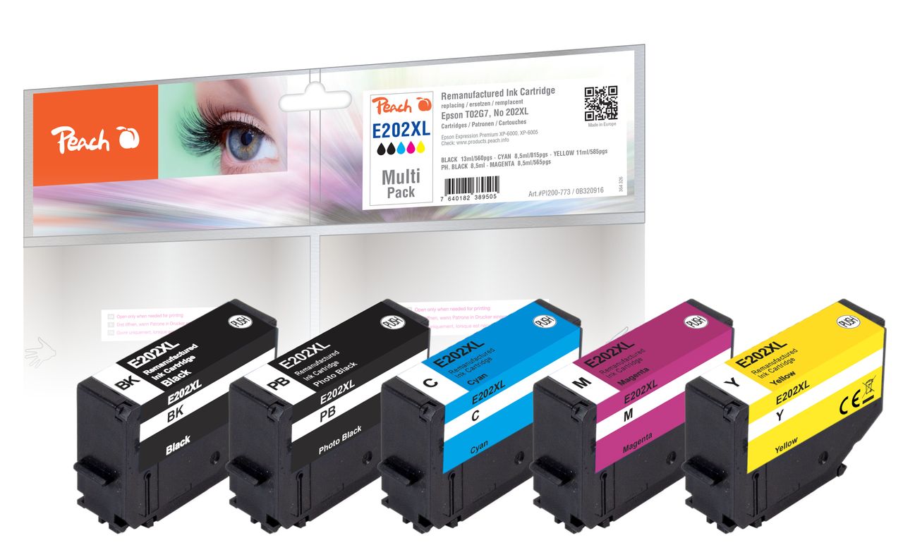 Peach Spar Pack Tintenpatronen ersetzt Epson T02G7, No. 202XL