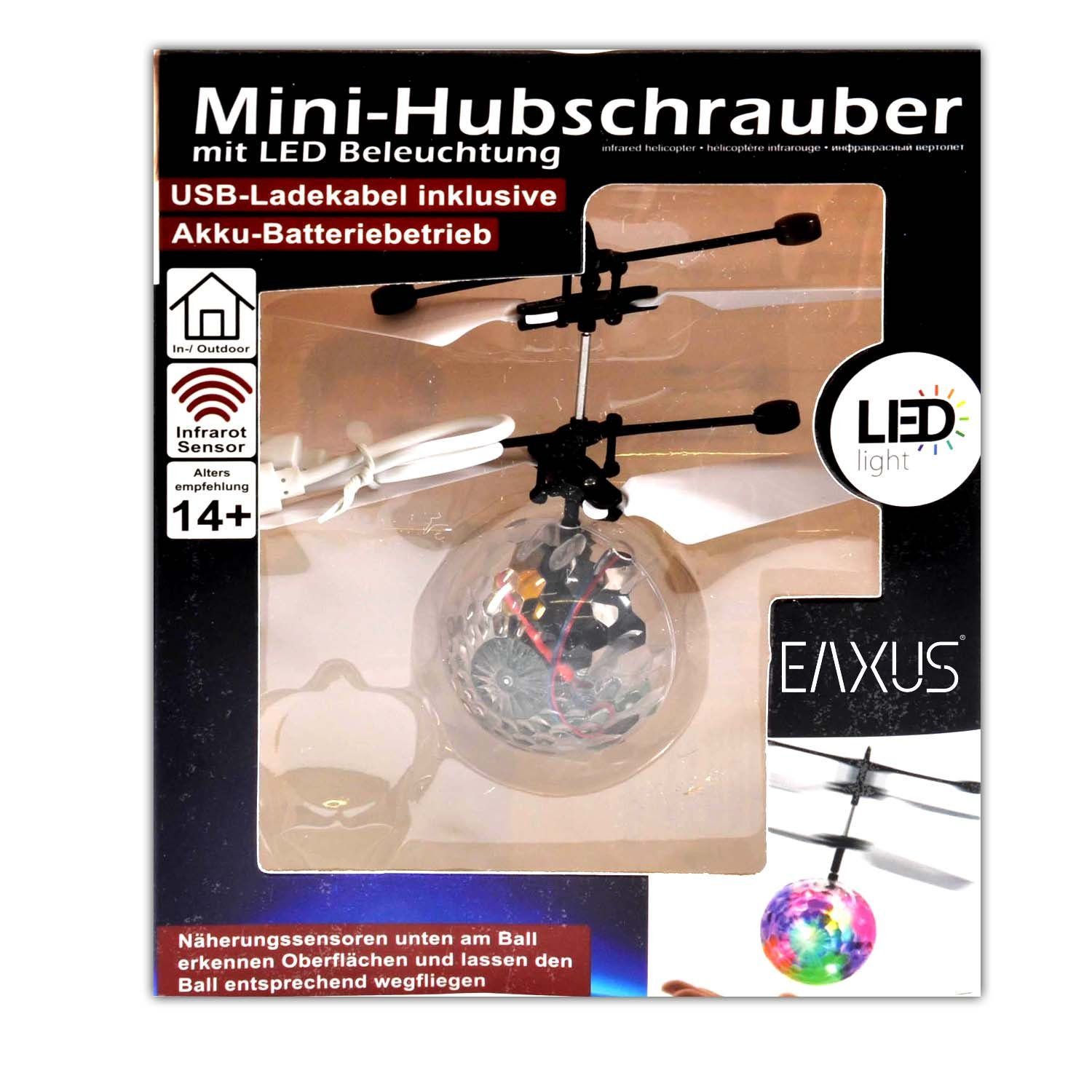 EAXUS Spielzeug-Hubschrauber Infrarot LED Fliegender Heli Ball Hubschrauber Kugel Heliball Kugel Helikopter, mit LED Beleuchtung, Selbstfliegend