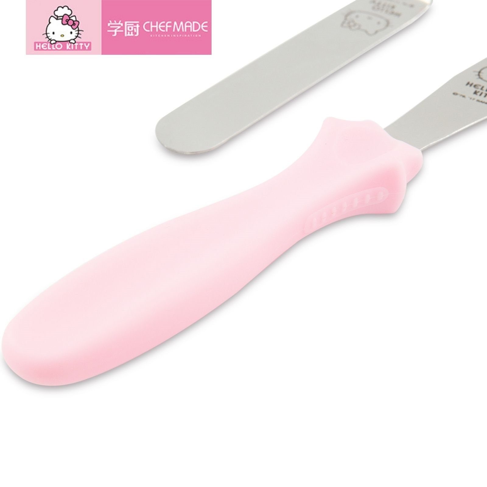 Chefmade Tortenmodellierer Hello Kitty Tortenmodelierer 2er Set Pink, (CHEFMADE, HELLO KITTY, Pink, 230x25mm, 2er Set Tortenmodelierer, Kuchenspachtel, Kuchenpalette, Edelstahl Spachtel für Torten und Kuchen, 2-tlg., Premium), Tortenspachtel mit Sili