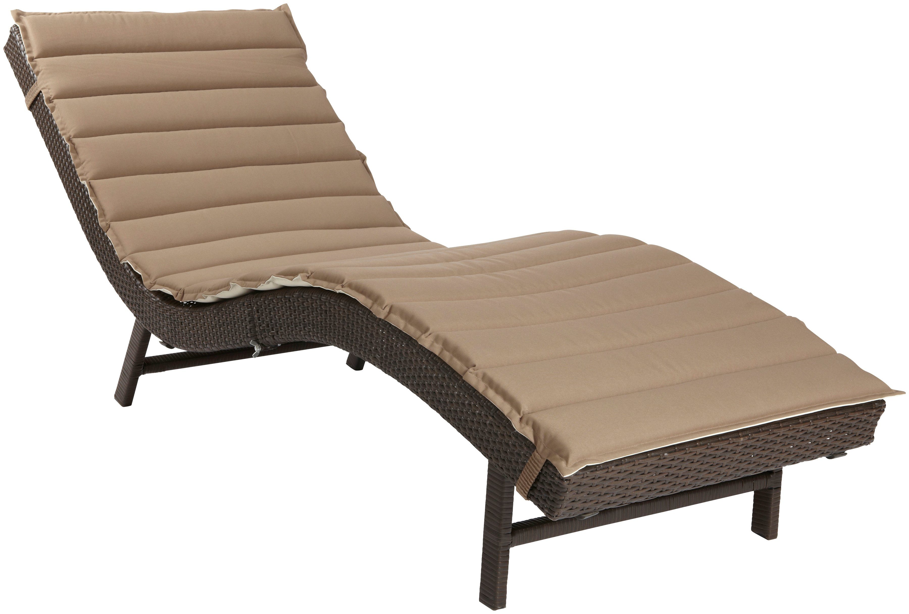 MERXX Gartenliege Piacenza, Polyrattan, braun, inkl. Wendeauflage