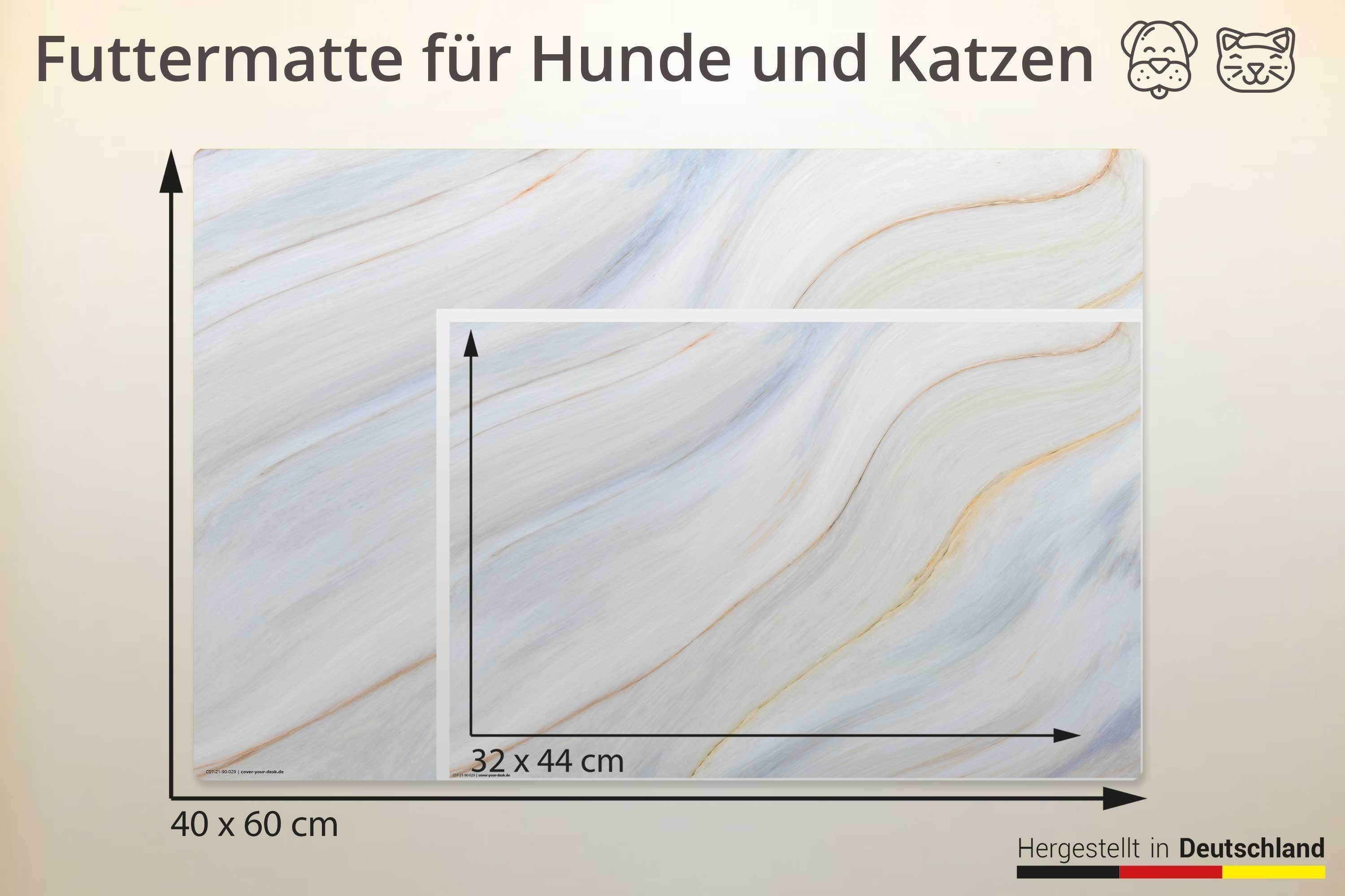 cover-your-desk.de Napf Napfunterlage, Futtermatte für Hunde und Katzen „Stahlplatte Metalloptik“ aus Premium Vinyl - rutschhemmend, abwaschbar, reißfest - Made in Germany