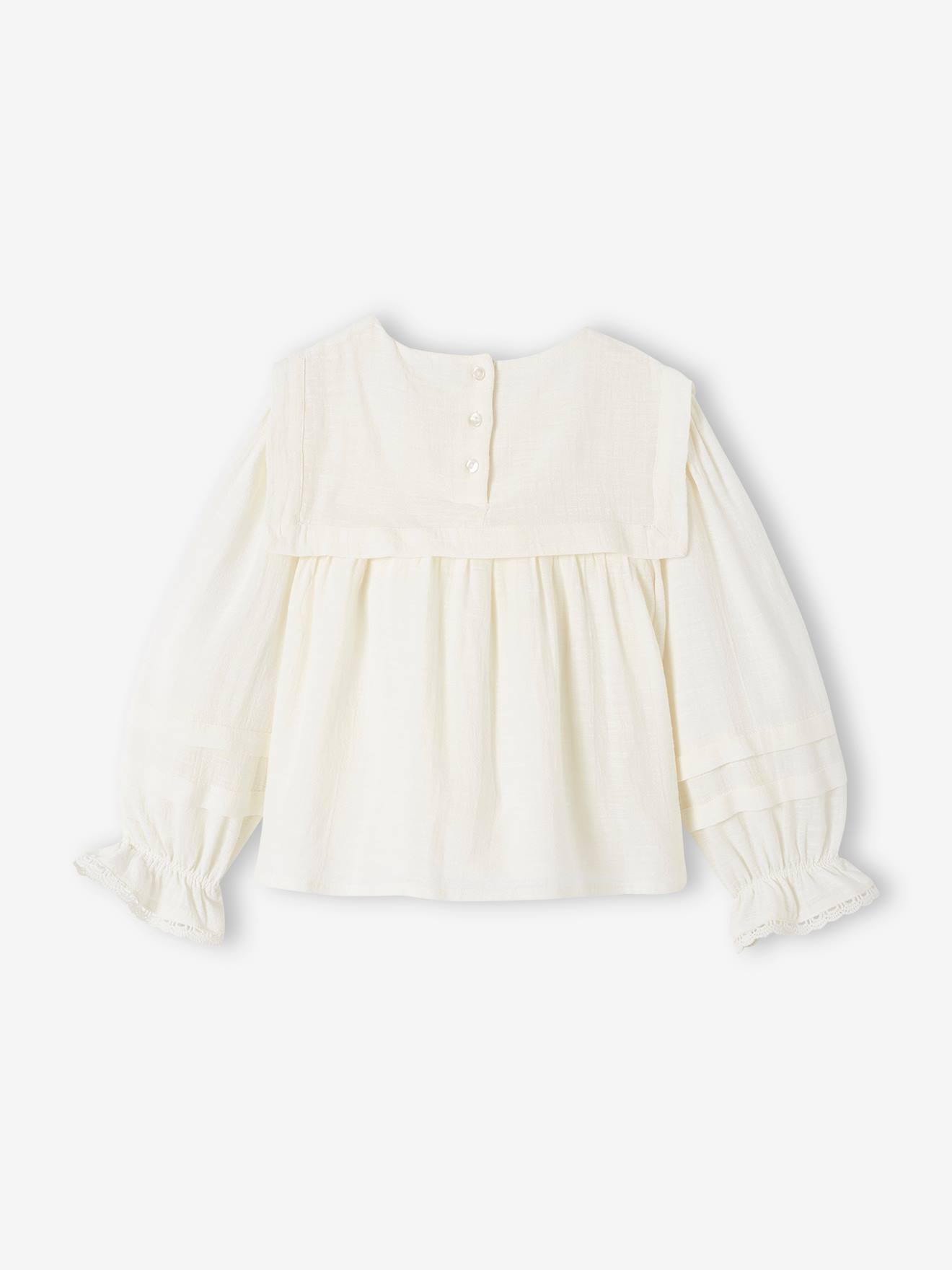Blouse col vareuse à dentelle fille écru