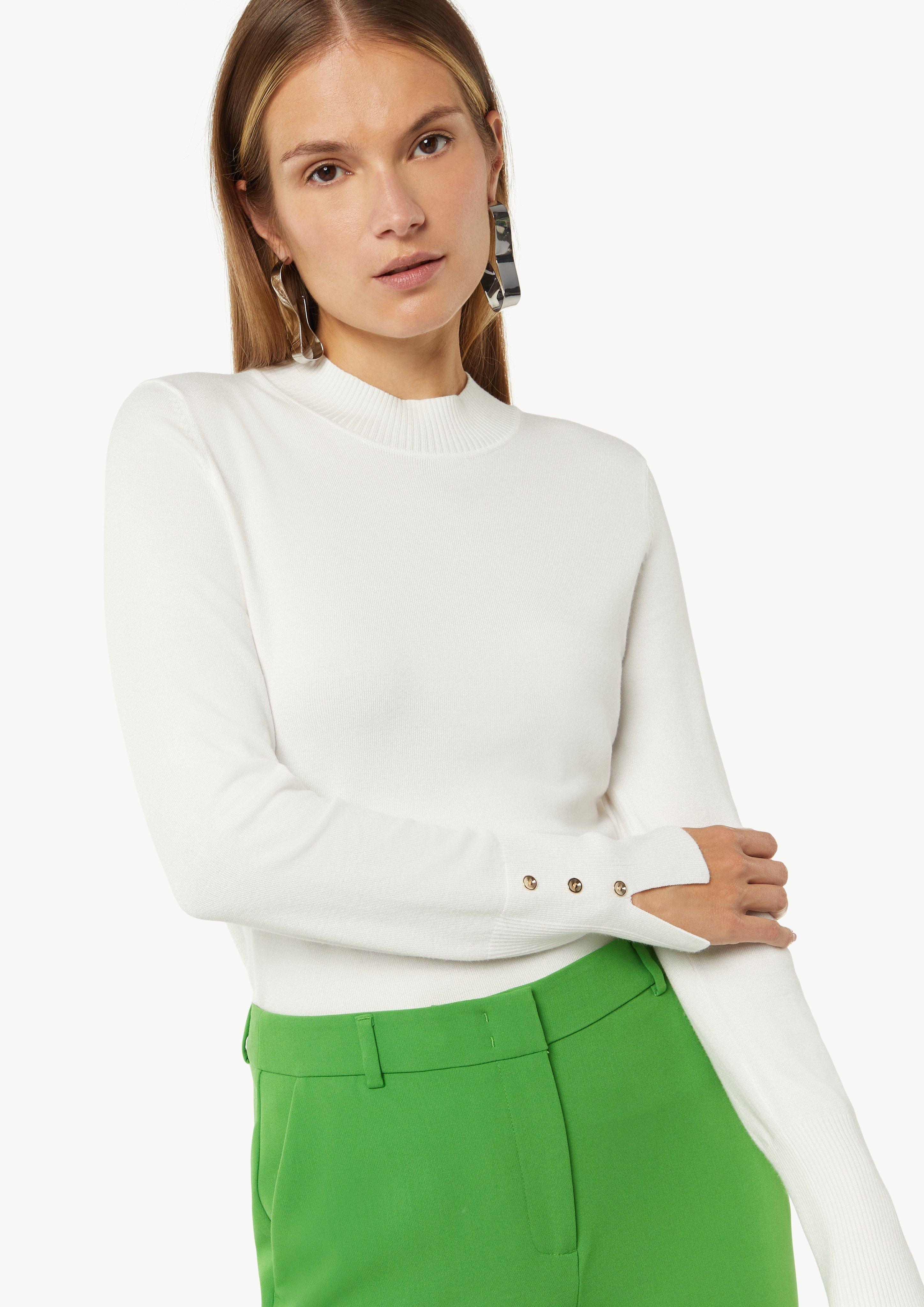 Feiner Strickpullover mit Turtleneck - weiß