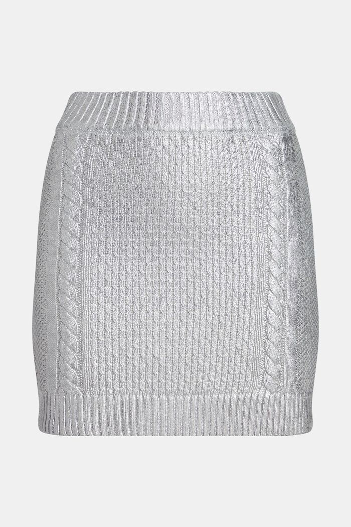 Minirock mit Zopfmuster im Metallic-Look