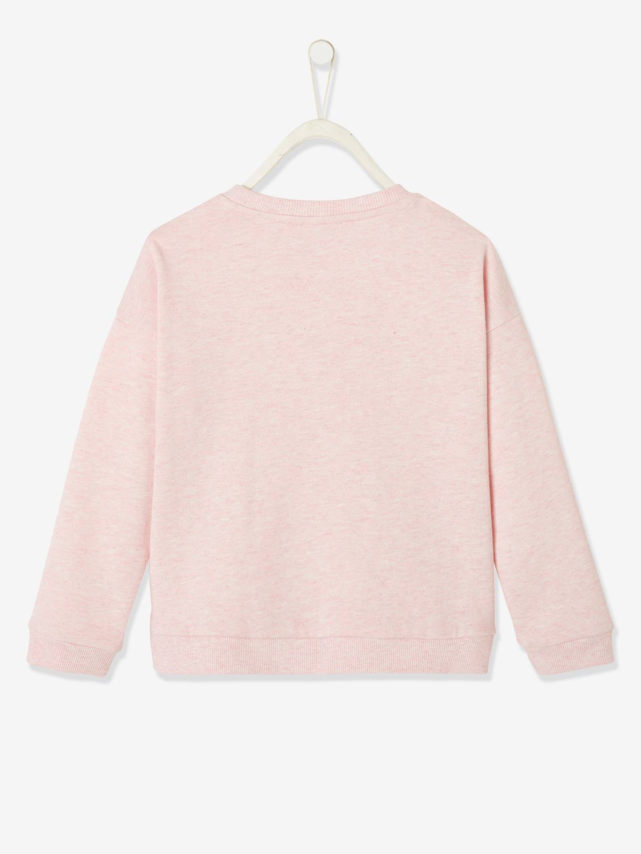 Sweat DS Minnie® fille détail en sequins réversible rose chiné