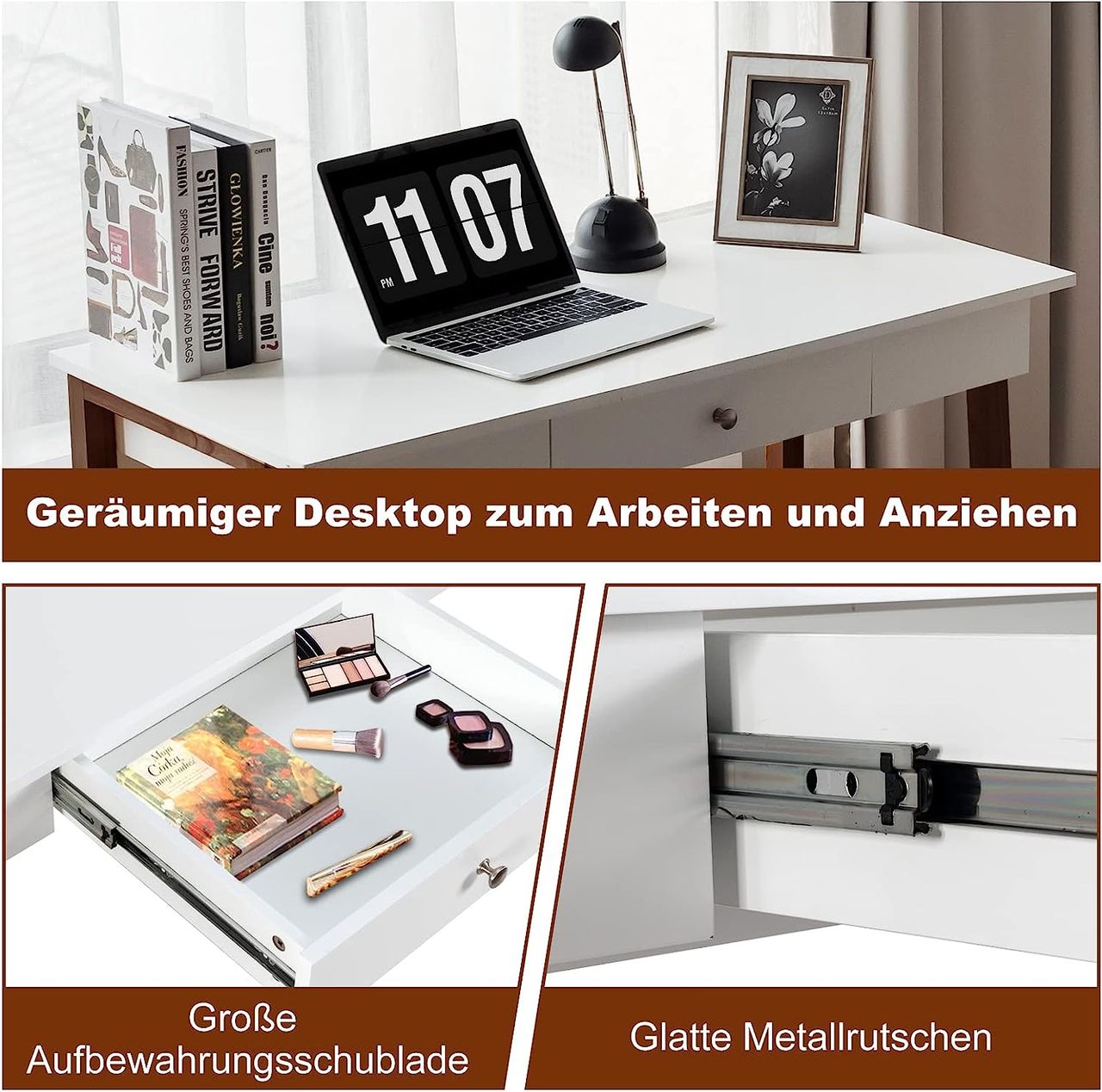 Costway COSTWAY Schreibtisch mit Schublade