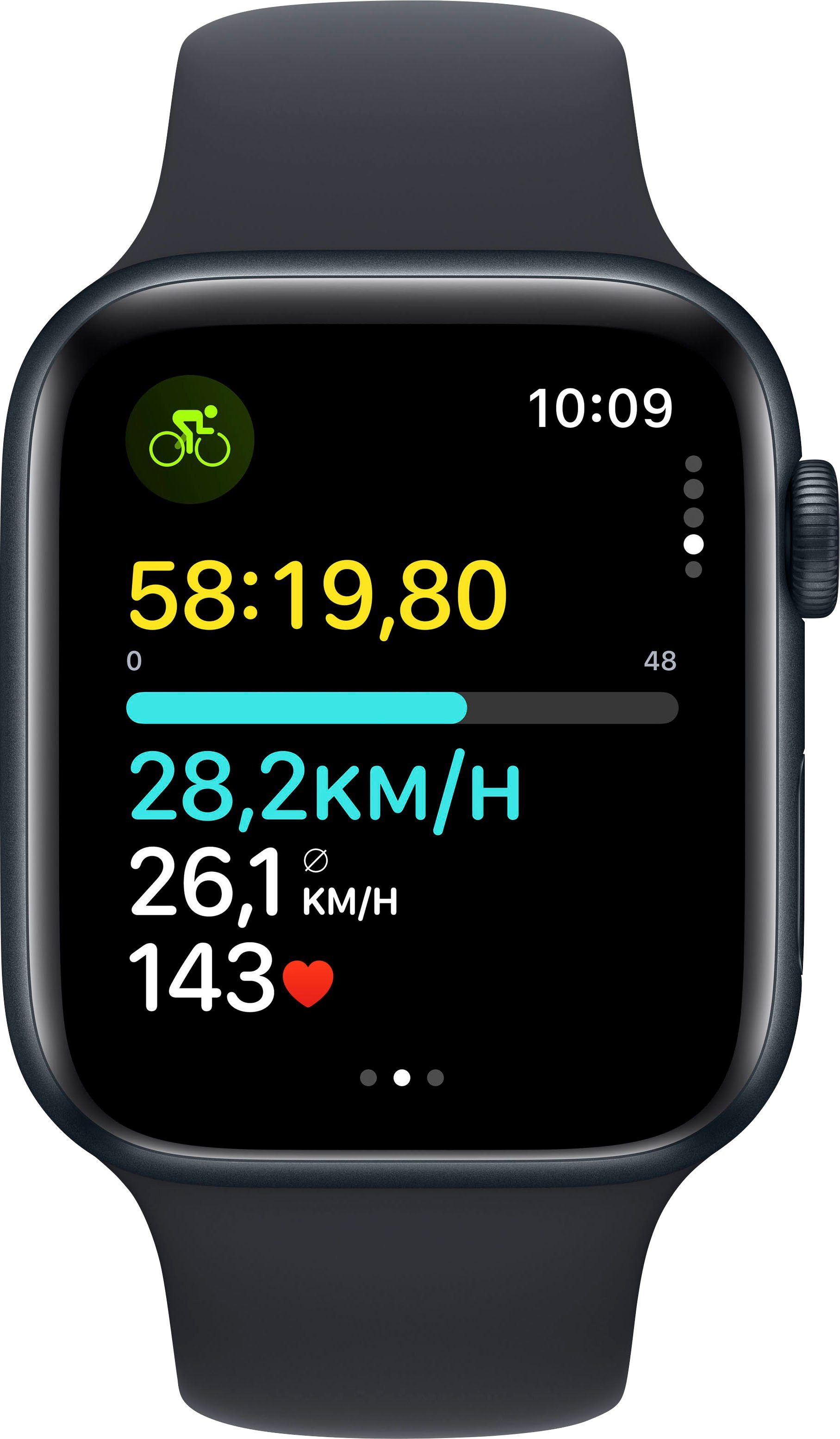 Apple Watch SE GPS 44 mm Aluminium S/M Smartwatch (4,4 cm/1,73 Zoll, Watch OS 10), Sport Band