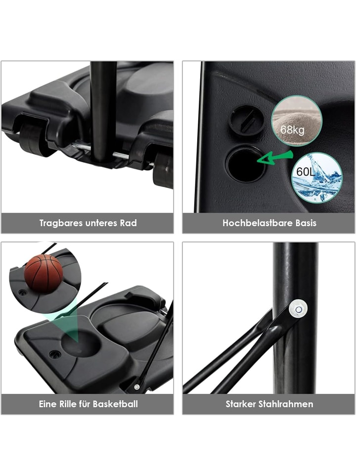 COSTWAY Basketballständer 260-305 cm in Schwarz günstig kaufen 97 cm