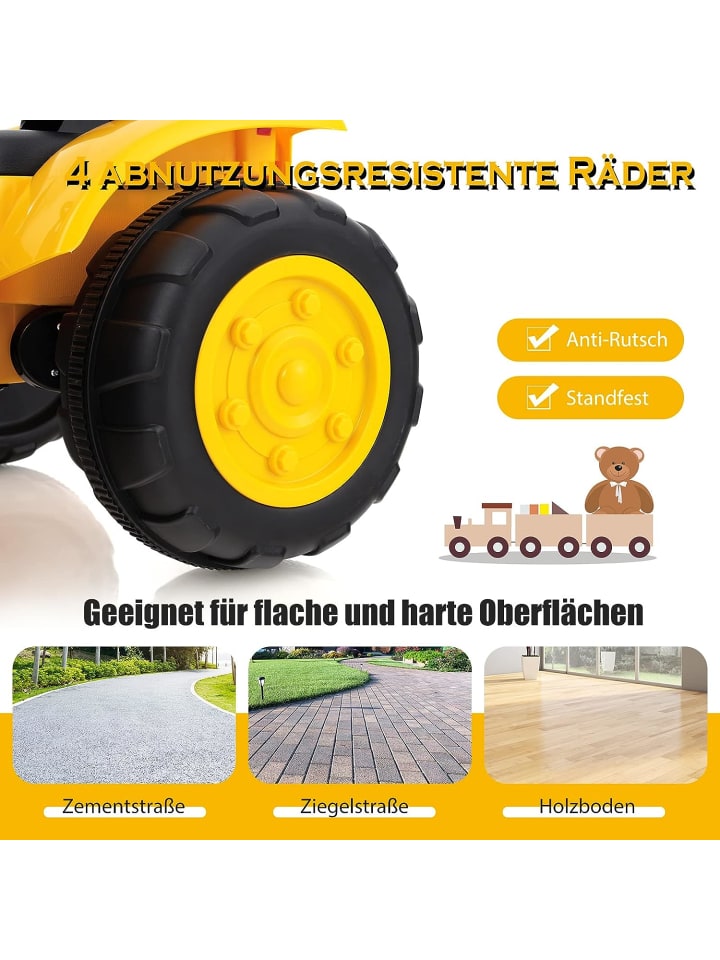 COSTWAY 12V Elektro Sitzbagger in Gelb günstig kaufen 115 cm