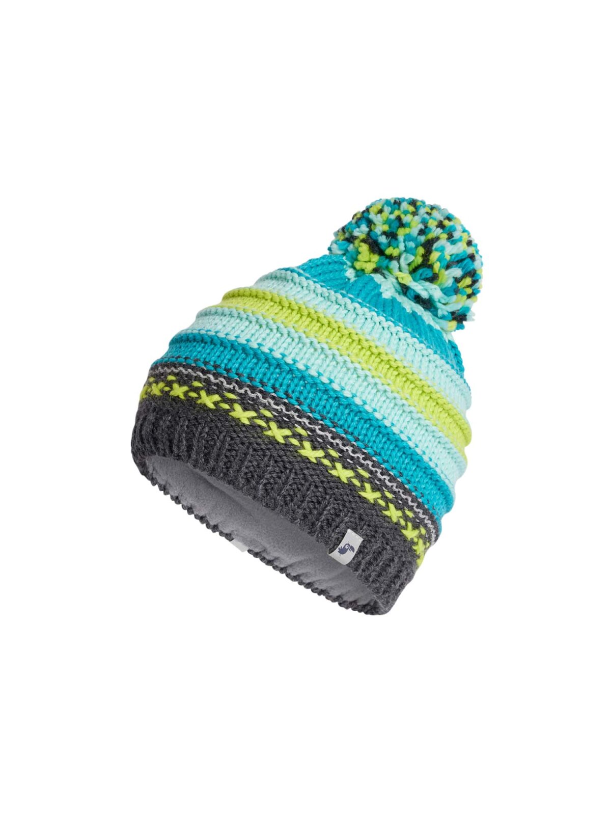 Strickmütze mit Bommel, türkis, Gr. 46/48