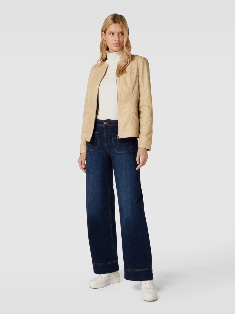 Lederjacke mit Reißverschluss Modell 'Gunilla' in beige
