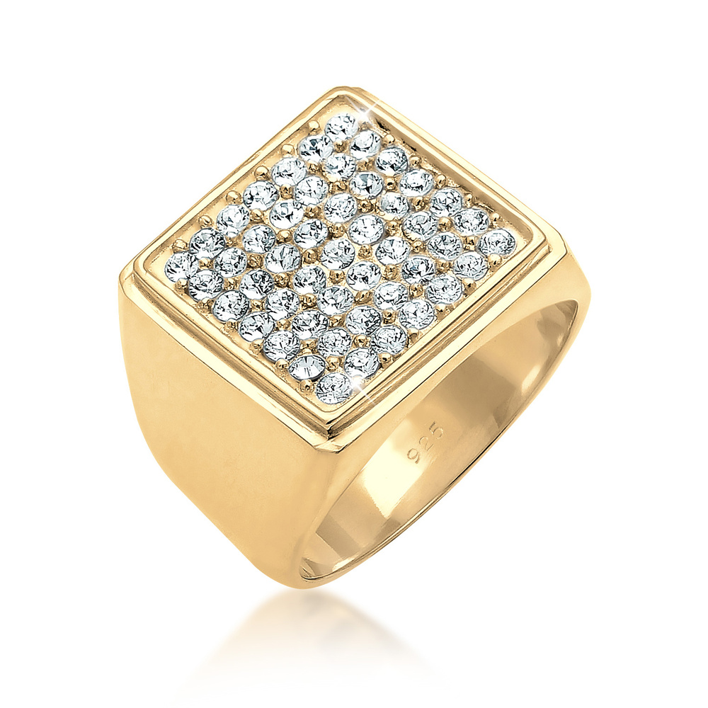 Elli PREMIUM Elli PREMIUM Bague Siegelring Geo Kristalle 925 Silber Bague