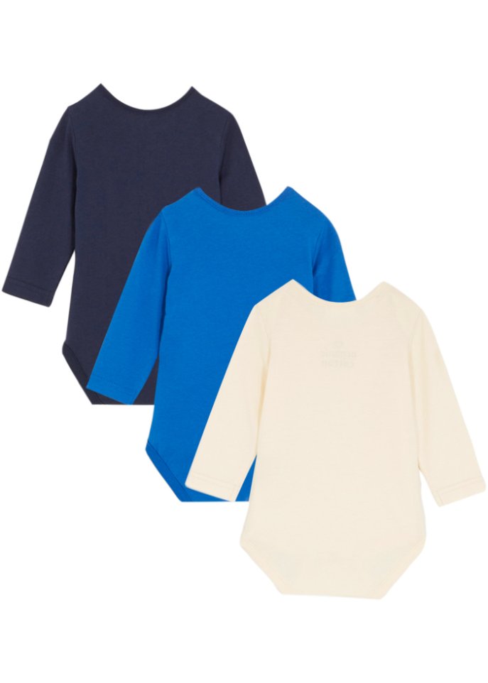 Baby Langarmbody aus Bio-Baumwolle (3er Pack)
