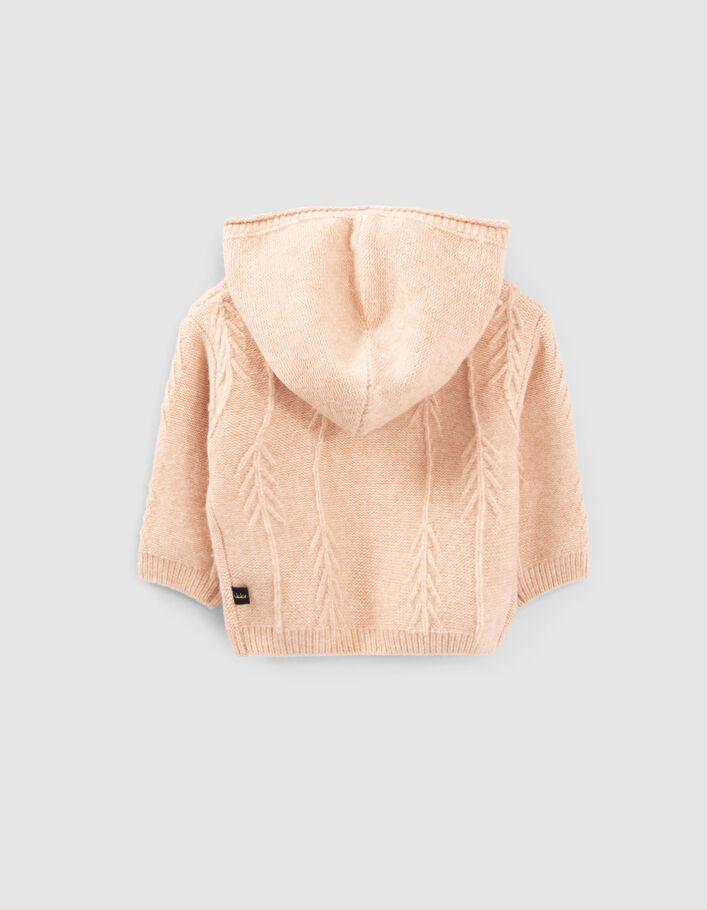 Cardigan rose poudré tricot fantaisie à capuche bébé fille