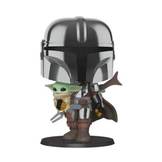 Star Wars The Mandalorian Super Sized POP! Vinyl Figur The Mandalorian holding The Child 25 cm