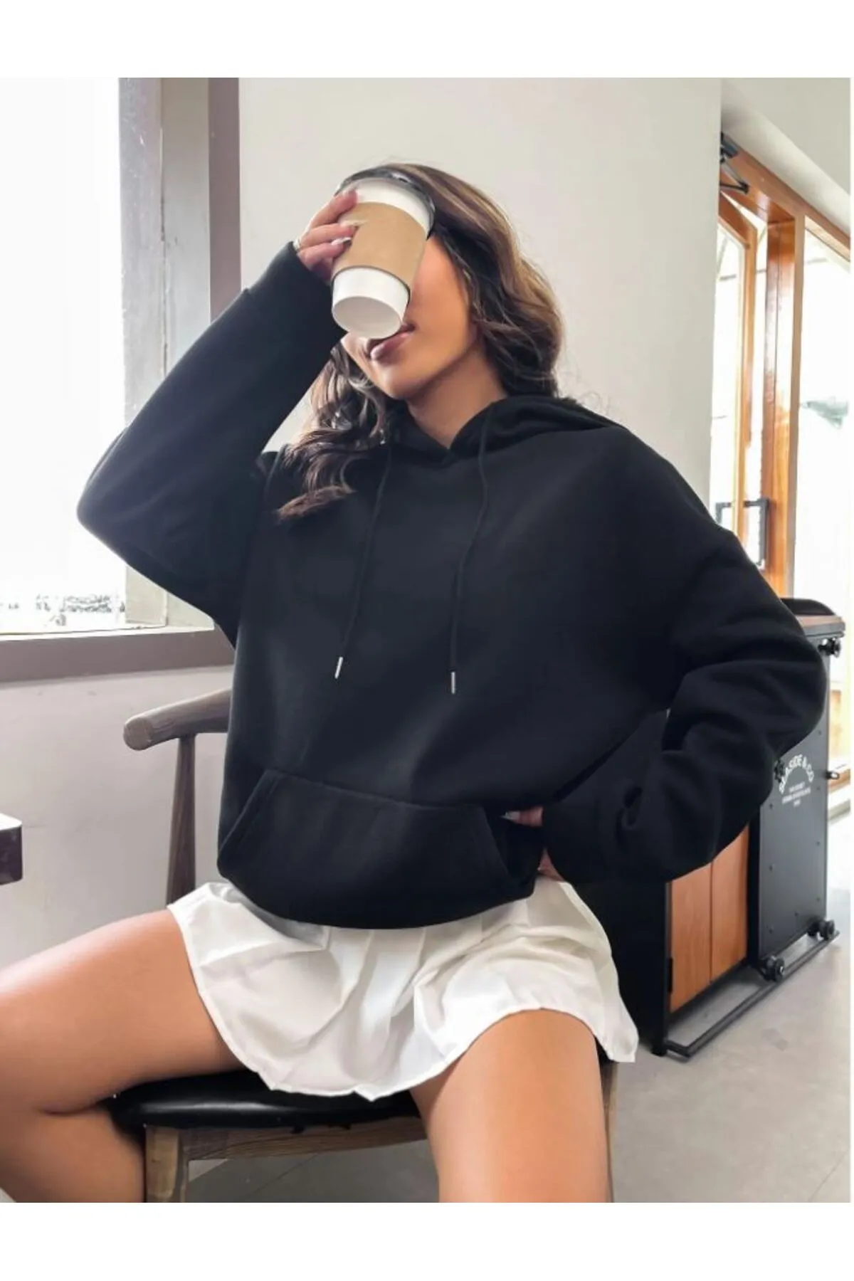 Know  Schwarzes Good Vibes 1997 bedrucktes Kapuzensweatshirt für Damen