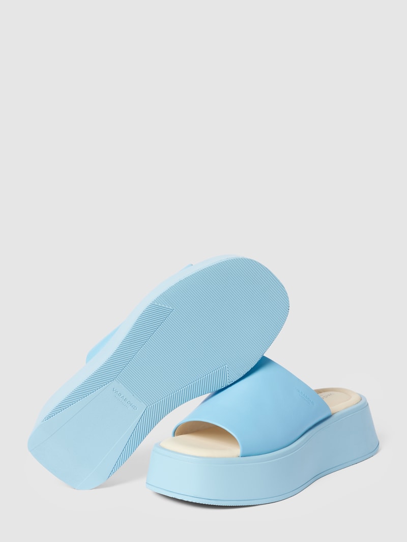 Pantolette mit Label-Prägung Modell 'COURTNEY' in hellblau