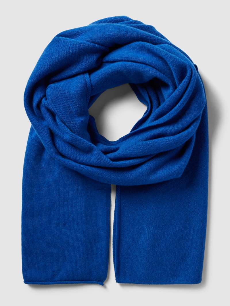 Schal aus Wolle-Kaschmir-Mix mit breiter Form in royalblau meliert
