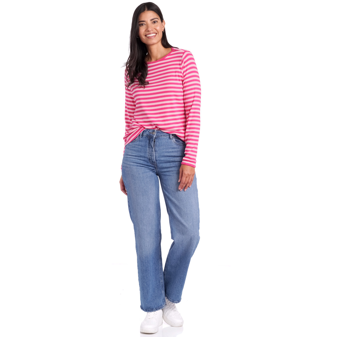 Damen Langarmshirt geringelt