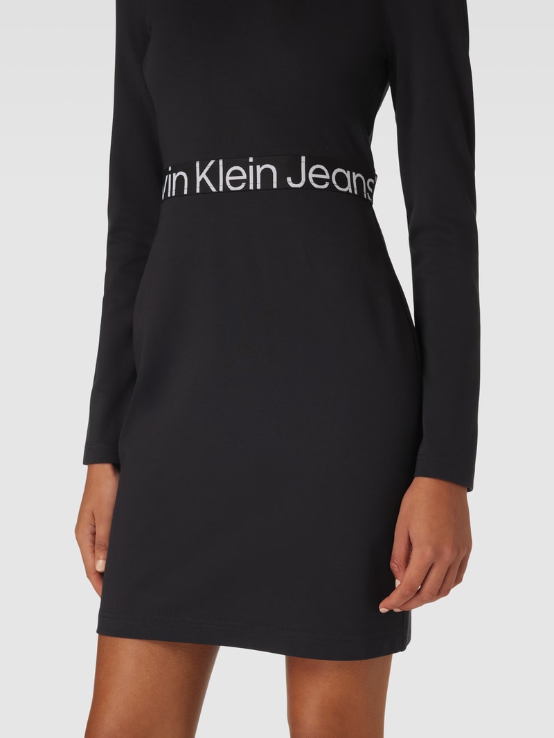 Knielanges Kleid mit elastischem Taillenband Modell 'MILANO' in black