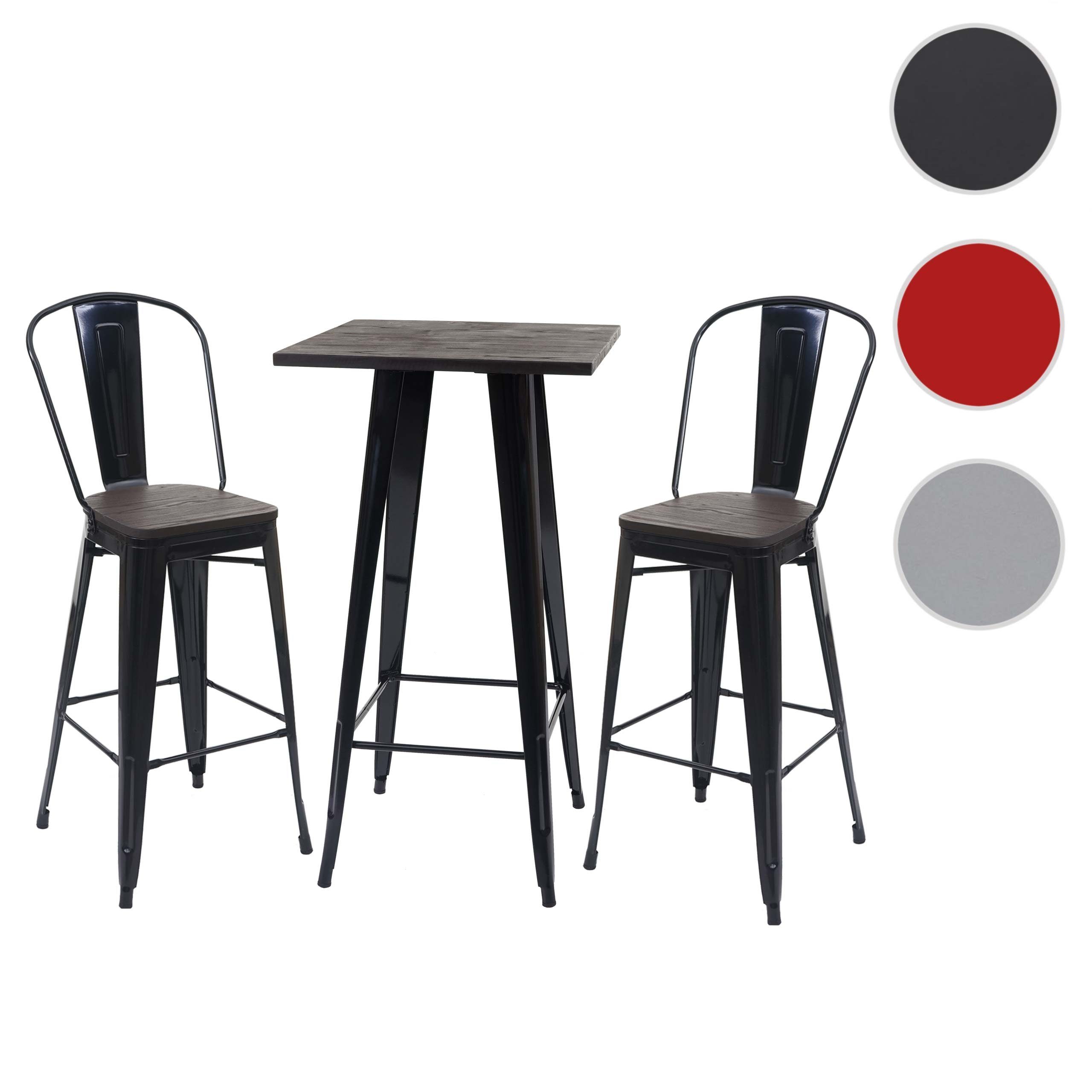 MCW Bartisch MCW-A73-Tisch-Set (Set, 3er), Set, Bodenschonende Gummifüße, Querstrebe sorgt für Stabilität